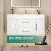 imageYITAHOME 40 Inch Floating Vanity with 2 Doors ampamp 2 Drawers Wall Mounted Bathroom Vanity with Quartz Stone Countertop ampamp Oak Veneer Big Space Storage for Modern Bathroom BlackWhite
