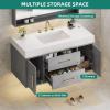 imageYITAHOME 40 Inch Floating Vanity with 2 Doors ampamp 2 Drawers Wall Mounted Bathroom Vanity with Quartz Stone Countertop ampamp Oak Veneer Big Space Storage for Modern Bathroom BlackGrey