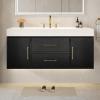 imageYITAHOME 40 Inch Floating Vanity with 2 Doors ampamp 2 Drawers Wall Mounted Bathroom Vanity with Quartz Stone Countertop ampamp Oak Veneer Big Space Storage for Modern Bathroom BlackBlack