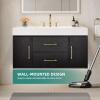 imageYITAHOME 40 Inch Floating Vanity with 2 Doors ampamp 2 Drawers Wall Mounted Bathroom Vanity with Quartz Stone Countertop ampamp Oak Veneer Big Space Storage for Modern Bathroom BlackBlack