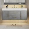 imageYITAHOME 40 Inch Floating Vanity with 2 Doors ampamp 2 Drawers Wall Mounted Bathroom Vanity with Quartz Stone Countertop ampamp Oak Veneer Big Space Storage for Modern Bathroom BlackGrey