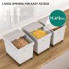 imageYITAHOME 40L x3260lb Ingredient Flour Storage Bin Commercial 315 Gallons105 Gal x3 Pcs Rice Storage Containers 750 Cups Flour Bins with WheelsClear Sliding Lids and Scoops for Kitchen White