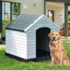 imageYITAHOME 41 Large Plastic Dog House Outdoor Indoor Doghouse Puppy Shelter Water Resistant Easy Assembly Sturdy Dog Kennel with Air Vents and Elevated Floor 41L38W39H Gray