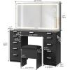 imageYITAHOME 46 Vanity Desk with Large LED Lighted Mirror ampamp Charging Ports 11Drawer Makeup Table Set with Storage Stool for Dressing Room 3 Lighting Modes Brightness Adjustable Black FinishMatte Black
