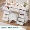 imageYITAHOME 46 Vanity Desk with Large LED Lighted Mirror ampamp Charging Ports 11Drawer Makeup Table Set with Storage Stool for Dressing Room 3 Lighting Modes Brightness Adjustable Black FinishIvory White