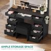 imageYITAHOME 46 Vanity Desk with Large LED Lighted Mirror ampamp Charging Ports 11Drawer Makeup Table Set with Storage Stool for Dressing Room 3 Lighting Modes Brightness Adjustable Black FinishMatte Black