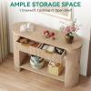 imageYITAHOME 472quot Farmhouse Console Table for Entryway Entry Hallway Foyer Table with 2 Drawers and Storage Shelf Large Sofa Behind Couch Fluted Oval Desk for Hallway Living Room Oak Color472