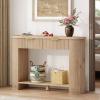 imageYITAHOME 472quot Farmhouse Console Table for Entryway Entry Hallway Foyer Table with 2 Drawers and Storage Shelf Large Sofa Behind Couch Fluted Oval Desk for Hallway Living Room Oak Color472