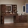 imageYITAHOME 48 Farmhouse Makeup Vanity Desk with Mirror and Lights 68 360 Rotation Big Modern Lighted Vanity Table with 6 Drawers ampamp Lots Shelves Rustic Large Dressing Table Antique BrownAntique Brown