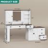 imageYITAHOME 48 Farmhouse Makeup Vanity Desk with Mirror and Lights 68 360 Rotation Big Modern Lighted Vanity Table with 6 Drawers ampamp Lots Shelves Rustic Large Dressing Table Antique BrownAntique White
