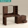 imageYITAHOME 48 Farmhouse Makeup Vanity Desk with Mirror and Lights 68 360 Rotation Big Modern Lighted Vanity Table with 6 Drawers ampamp Lots Shelves Rustic Large Dressing Table Antique BrownAntique Brown