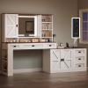 imageYITAHOME 48 Farmhouse Makeup Vanity Desk with Mirror and Lights 68 360 Rotation Big Modern Lighted Vanity Table with 6 Drawers ampamp Lots Shelves Rustic Large Dressing Table Antique BrownAntique White