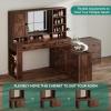 imageYITAHOME 48 Farmhouse Makeup Vanity Desk with Mirror and Lights 68 360 Rotation Big Modern Lighted Vanity Table with 6 Drawers ampamp Lots Shelves Rustic Large Dressing Table Antique BrownAntique Brown