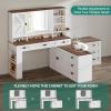 imageYITAHOME 48 Farmhouse Makeup Vanity Desk with Mirror and Lights 68 360 Rotation Big Modern Lighted Vanity Table with 6 Drawers ampamp Lots Shelves Rustic Large Dressing Table Antique BrownAntique White
