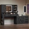 imageYITAHOME 48 Farmhouse Makeup Vanity Desk with Mirror and Lights 68 360 Rotation Big Modern Lighted Vanity Table with 6 Drawers ampamp Lots Shelves Rustic Large Dressing Table Antique BrownAntique Black