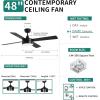 imageYITAHOME 48 Inch Black Ceiling Fan with Lights and Remote4 Blades App Control Modern Smart Ceiling Fan Compatible with Alexa for Indoor Reversible Quiet Motor Memory FunctionRemoteAppVoice