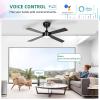 imageYITAHOME 48 Inch Black Ceiling Fan with Lights and Remote4 Blades App Control Modern Smart Ceiling Fan Compatible with Alexa for Indoor Reversible Quiet Motor Memory FunctionRemoteAppVoice