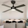 imageYITAHOME 48 Inch Black Ceiling Fan with Lights and Remote4 Blades App Control Modern Smart Ceiling Fan Compatible with Alexa for Indoor Reversible Quiet Motor Memory FunctionRemoteAppVoice
