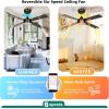 imageYITAHOME 48 Inch Black Ceiling Fan with Lights and Remote4 Blades App Control Modern Smart Ceiling Fan Compatible with Alexa for Indoor Reversible Quiet Motor Memory FunctionRemoteAppVoice