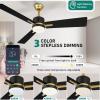 imageYITAHOME 48 Inch Black Gold Ceiling Fan with Light Remote and APP Control Modern Dimmable Fanlight for Indoor with Reversible Quiet Motor Stepless 3 Color Memory FunctionBlack Gold
