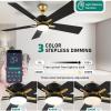 imageYITAHOME 48 Inch Black Gold Ceiling Fan with Light Remote and APP Control Modern Dimmable Fanlight for Indoor with Reversible Quiet Motor Stepless 3 Color Memory FunctionBlack Gold