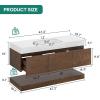 imageYITAHOME 48 Inch Floating Vanity with 3 Drawers Wall Mounted Bathroom Vanity with White Quartz Countertop ampamp Oak Veneer Big Space Storage for Modern Bathroom BlackWalnut