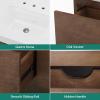 imageYITAHOME 48 Inch Floating Vanity with 3 Drawers Wall Mounted Bathroom Vanity with White Quartz Countertop ampamp Oak Veneer Big Space Storage for Modern Bathroom BlackWalnut