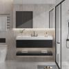 imageYITAHOME 48 Inch Floating Vanity with 3 Drawers Wall Mounted Bathroom Vanity with White Quartz Countertop ampamp Oak Veneer Big Space Storage for Modern Bathroom BlackBlack