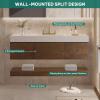 imageYITAHOME 48 Inch Floating Vanity with 3 Drawers Wall Mounted Bathroom Vanity with White Quartz Countertop ampamp Oak Veneer Big Space Storage for Modern Bathroom BlackWalnut