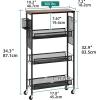 imageYITAHOME 4Tier Slim Kitchen Storage Cart Rolling Spice Rack Next to Fridge 73 Inch Deep Kitchen Trolley with Wheels Wood Tabletop ampamp Wire Mesh Baskets Mobile Narrow Shelf BlackBlack