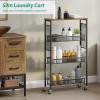 imageYITAHOME 4Tier Slim Kitchen Storage Cart Rolling Spice Rack Next to Fridge 73 Inch Deep Kitchen Trolley with Wheels Wood Tabletop ampamp Wire Mesh Baskets Mobile Narrow Shelf BlackBlack