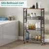 imageYITAHOME 4Tier Slim Kitchen Storage Cart Rolling Spice Rack Next to Fridge 73 Inch Deep Kitchen Trolley with Wheels Wood Tabletop ampamp Wire Mesh Baskets Mobile Narrow Shelf BlackBlack