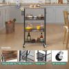 imageYITAHOME 4Tier Slim Kitchen Storage Cart Rolling Spice Rack Next to Fridge 73 Inch Deep Kitchen Trolley with Wheels Wood Tabletop ampamp Wire Mesh Baskets Mobile Narrow Shelf BlackBlack