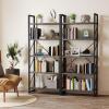 imageYITAHOME 5 Tiers Bookshelf Classically Modern White Bookshelf Book Rack Storage Rack Shelves in Living RoomHomeOffice Books Holder Organizer for BooksMovies WhiteCharcoal Gray  Black