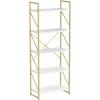 imageYITAHOME 5 Tiers Bookshelf Classically Modern White Bookshelf Book Rack Storage Rack Shelves in Living RoomHomeOffice Books Holder Organizer for BooksMovies WhiteGold
