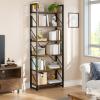 imageYITAHOME 5 Tiers Bookshelf Classically Modern White Bookshelf Book Rack Storage Rack Shelves in Living RoomHomeOffice Books Holder Organizer for BooksMovies WhiteRustic Brown