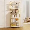 imageYITAHOME 5 Tiers Bookshelf Classically Modern White Bookshelf Book Rack Storage Rack Shelves in Living RoomHomeOffice Books Holder Organizer for BooksMovies WhiteGold