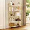 imageYITAHOME 5 Tiers Bookshelf Classically Modern White Bookshelf Book Rack Storage Rack Shelves in Living RoomHomeOffice Books Holder Organizer for BooksMovies WhiteGold