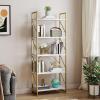 imageYITAHOME 5 Tiers Bookshelf Classically Modern White Bookshelf Book Rack Storage Rack Shelves in Living RoomHomeOffice Books Holder Organizer for BooksMovies WhiteGold