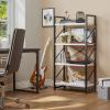 imageYITAHOME 5 Tiers Bookshelf Classically Modern White Bookshelf Book Rack Storage Rack Shelves in Living RoomHomeOffice Books Holder Organizer for BooksMovies WhiteWhite  Black