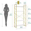 imageYITAHOME 5 Tiers Bookshelf Classically Modern White Bookshelf Book Rack Storage Rack Shelves in Living RoomHomeOffice Books Holder Organizer for BooksMovies WhiteGold
