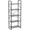 imageYITAHOME 5 Tiers Bookshelf Classically Modern White Bookshelf Book Rack Storage Rack Shelves in Living RoomHomeOffice Books Holder Organizer for BooksMovies WhiteCharcoal Gray  Black