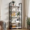 imageYITAHOME 5 Tiers Bookshelf Classically Modern White Bookshelf Book Rack Storage Rack Shelves in Living RoomHomeOffice Books Holder Organizer for BooksMovies WhiteWhite  Black