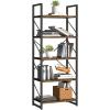 imageYITAHOME 5 Tiers Bookshelf Classically Modern White Bookshelf Book Rack Storage Rack Shelves in Living RoomHomeOffice Books Holder Organizer for BooksMovies WhiteRustic Brown