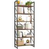 imageYITAHOME 5 Tiers Bookshelf Classically Modern White Bookshelf Book Rack Storage Rack Shelves in Living RoomHomeOffice Books Holder Organizer for BooksMovies WhiteRustic Brown
