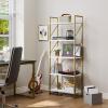 imageYITAHOME 5 Tiers Bookshelf Classically Modern White Bookshelf Book Rack Storage Rack Shelves in Living RoomHomeOffice Books Holder Organizer for BooksMovies WhiteGold