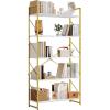 imageYITAHOME 5 Tiers Bookshelf Classically Modern White Bookshelf Book Rack Storage Rack Shelves in Living RoomHomeOffice Books Holder Organizer for BooksMovies WhiteGold