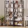 imageYITAHOME 5 Tiers Bookshelf Classically Modern White Bookshelf Book Rack Storage Rack Shelves in Living RoomHomeOffice Books Holder Organizer for BooksMovies WhiteCharcoal Gray  Black