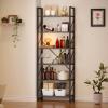imageYITAHOME 5 Tiers Bookshelf Classically Modern White Bookshelf Book Rack Storage Rack Shelves in Living RoomHomeOffice Books Holder Organizer for BooksMovies WhiteCharcoal Gray  Black