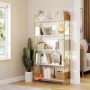 imageYITAHOME 5 Tiers Bookshelf Classically Modern White Bookshelf Book Rack Storage Rack Shelves in Living RoomHomeOffice Books Holder Organizer for BooksMovies WhiteGold